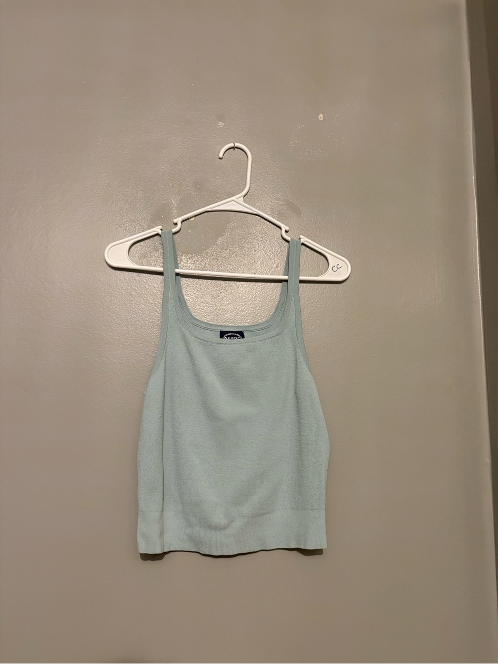 Light Blue Knit Square-Neck Tank Top